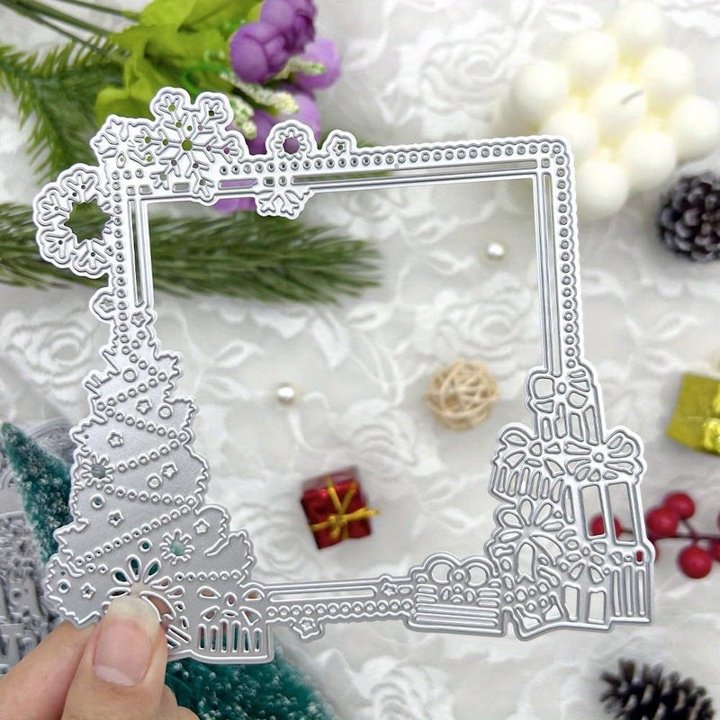 Lapoo Metal Cutting Die for Scrapbooking, 3D Backgrounds Frame New Cutting Dies DIY Album Card Making Decor Paper Metal Die Cuts Party Wedding Decorations (Christmas Gift Frame 5.4 x 5.1 in) - Image 2